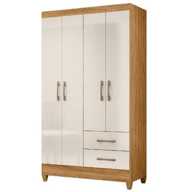 Imagem de Guarda Roupas Solteiro 4 Portas 2 Gavetas Chile Madeirado / Off White Moval