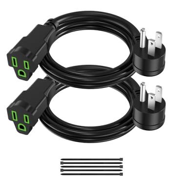 Imagem de ecjtu Pacote Com 2 Cabos De Extensão De Energia 3 Pés/36 Polegadas, Cabo De Extensão Elétrico De 3 Pinos, Economizador De Tomada Única, Resistente, À Prova D'Água, 16 Awg, 13 A 125 V, Externo E Inte