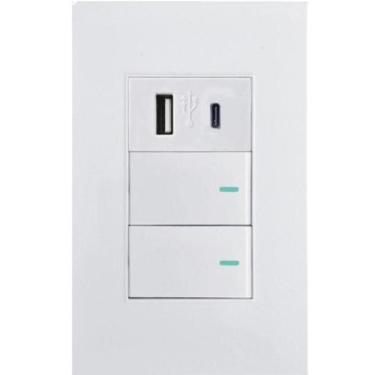 Imagem de Interruptor Duplo Premium de Parede com Entrada Tipo C USB - Jwcom