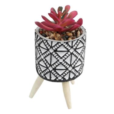 Imagem de Vaso Decorativo Com Tripé E Suculenta Artificial
