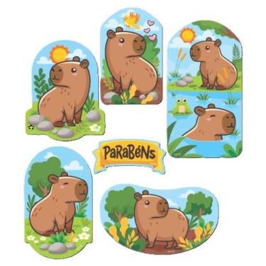 Imagem de Kit Decoração Painel Capivara Filó C/ 6 Itens EVA - Piffer