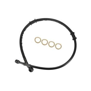 Imagem de REPAIROCK 1 conjunto de mangueiras de óleo de embreagem de freio trançado para motocicleta de 65 cm, linha de embreagem, acelerador, linha de gasolina, tubo de combustível, preto para quadriciclo,