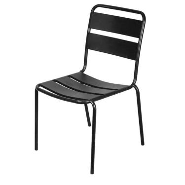Imagem de Cadeira Empilhável Bora Or Design Em Ferro Com Pintura Epóxi Preto C- Proteção Uv E Uva área Externa