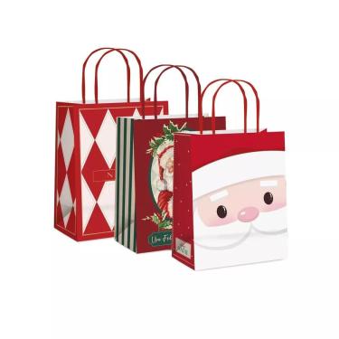 Imagem de Sacola para Presente Natal P 21,5x15x8cm 1 un. Cromus Embalagens Papel