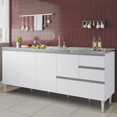 Imagem de Gabinete balcão para pia de 1,80 metro com gavetão branco