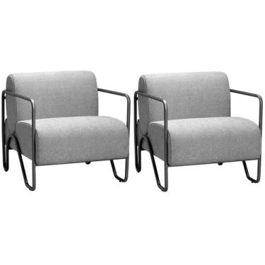 Imagem de Kit 2 Poltronas para Sala e Escritório Base de Metal Melin - Konfort, 