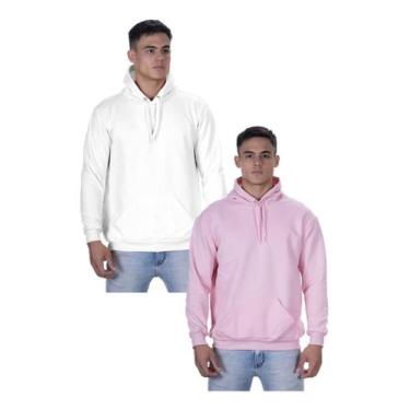 Imagem de Kit 2 Moletom Liso Masculino Blusa De Frio Casual Canguru Top - hs, Ro