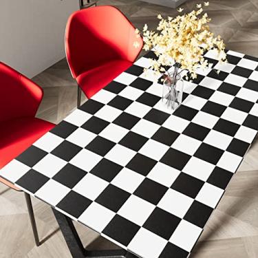 Imagem de YENHOME Papel de parede quadriculado grosso de 43 cm x 993 cm, papel de contato preto e branco para bancadas, armários, papel de parede xadrez quadrado grande para banheiro, cozinha, backsplash à