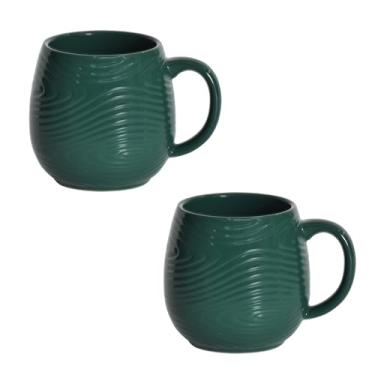 Imagem de Conjunto de canecas de café de cerâmica Temp-Tations de 5 cm Woodland Emerald - canecas de café grandes de grés verde de 396 g, conjunto de xícaras de chá pintadas à mão, xícaras duráveis de