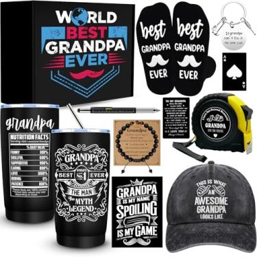 Imagem de JTAMOHI 11 peças presentes para vovô, melhor presente para vovô de todos os tempos com 590 ml, boné de beisebol, fita métrica, pulseira, carteira, cartão, chaveiro, dia dos pais, presente de