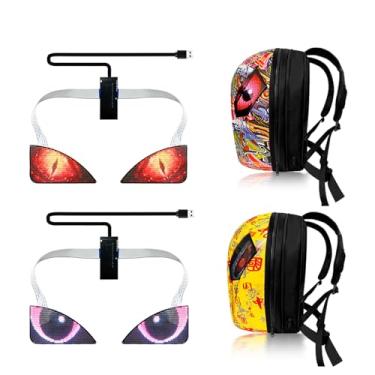 Imagem de Zunate Sinal de olho LED alimentado por USB para DIY sua mochila, resolução 32 x 64 Bluetooth APP controle sinal LED para palavras imagens animação