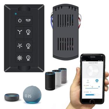 Imagem de Onisamt Controle Inteligente de Ventilador de Teto E Interruptor Dimmer, Ventilador Ajustável de 3 Velocidades E Controle de Brilho, Funciona com Aplicativo Smart Life, Alexa E Google Home, Temporizaç