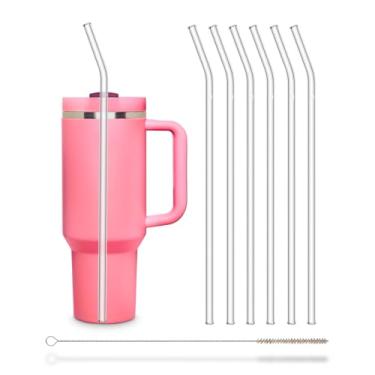 Imagem de Canudos de vidro Halm – 6 canudos de substituição de copos Stanley dobrados longos de 30,5 cm + escova de limpeza sem plástico – Perfeito para garrafas e quencher – Feito na Alemanha – Seguro para