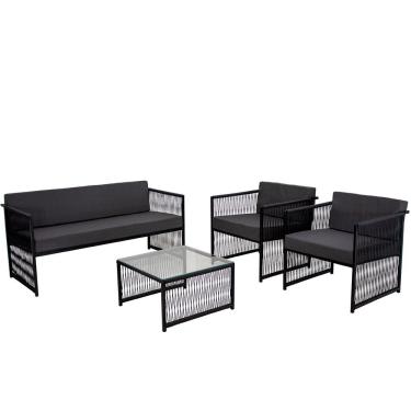 Imagem de 2 Poltronas 01 Namoradeira E Mesa Centro Santiago Fio Fibra Encosto E Assento Estofado