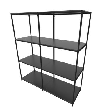 Imagem de Praleira De Aço Reforçada Mini Porta Pallet 200x60x90 Estante Estoque Bandeja Preta 2 Módulos Conjugados