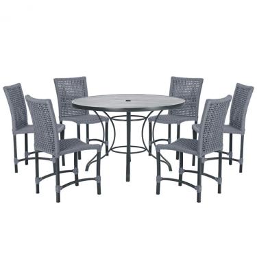 Imagem de Mesa Ascoli 120 Cm Com 6 Cadeiras Cannes De Alumínio Trama Prata