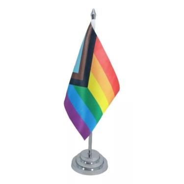 Imagem de Bandeira Mesa 29 Cm Mastro Progress Gay LGBT