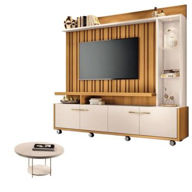 Imagem de Estante Home Theater Titan Off White Cinamomo E Mesa De Centro Sky Off White - Hb Móveis