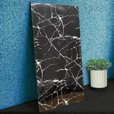 Imagem de Placas Adesiva Parede Piso Painel Mármore Preto Vinílico Premium Autoc