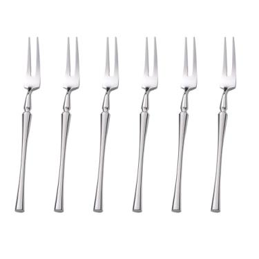 Imagem de LOOGFDC 6 Garfos De Aço Inoxidável, 6,1" Para Coquetéis, Conjunto Aperitivos Degustação, Mini Palito Bolo, Salada Portátil, Frutas, Fácil Limpar, Pode Ir À Máquina Lavar Louças