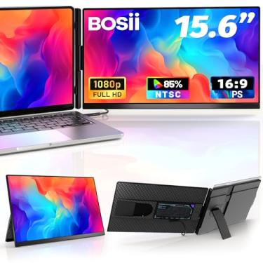 Imagem de BOSII Monitor Extensor De Tela Para Laptop - 15,6" Dual Ips Fhd 1080P Hdmi/Usb-A/Tipo-C Portátil Estendido Laptops 13 A 17,3" Compatível Com Windows, Mac, Viagens E Trabalho