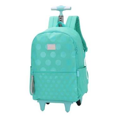 Imagem de Mochila De Rodinhas Luxcel Turquesa Com Bolinhas 46x30x10 Cm - Napoles