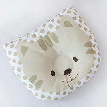 Imagem de Travesseiro Anatômico Bebê, Apoio de Cabeça com Estampas de Animais, 25x22cm, Fibra de Silicone (GATINHO)