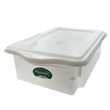 Imagem de CAIXA PLASTICA EMPILHÁVEL BRANCA 10L COM TAMPA 29,5x45x13CM - PLASVALE