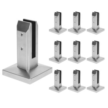 Imagem de LukLoy 1 peça de aço inoxidável 304 torneiras quadradas de vidro para cerca de piscina braçadeira de torneira para jardim doméstico escadas balaustrada trilhos varanda braçadeira de piso de vidro (10