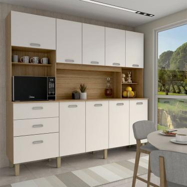 Imagem de Cozinha Compacta Suspiro 10 Portas 2 Gavetas Freijó/Supremo - Panorama Móveis