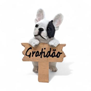 Imagem de Enfeite Cachorro Buldogue Francês com Placa Gratidão 14 cm