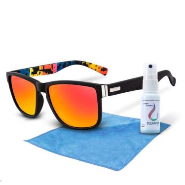 Imagem de Kit Oculos De Sol Esportivo + Limpa Lentes Spray Flanela - 20V, Único,