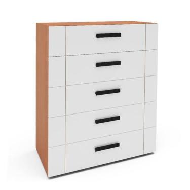 Imagem de Cômoda Lisboa 5 Gavetas Branca e Freijó - Modern