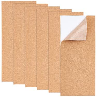 Imagem de BENECREAT 6 folhas de cortiça autoadesivas de 15 x 34,8 cm, porta-copos de cortiça com 0,3 cm de espessura para decoração de parede e projetos de artesanato DIY