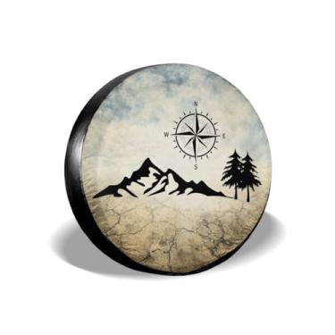 Imagem de Louise Morrison Nature Mountain Camper capa de pneu reserva protetores de roda impermeáveis para Jeep Trailer RV SUV 14" 15" 16" 17", Branco, 16 inch