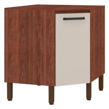 Imagem de Balcão Para Canto Oblíquo Com Tampo Ametista Nogueira Off White - Kits Paraná