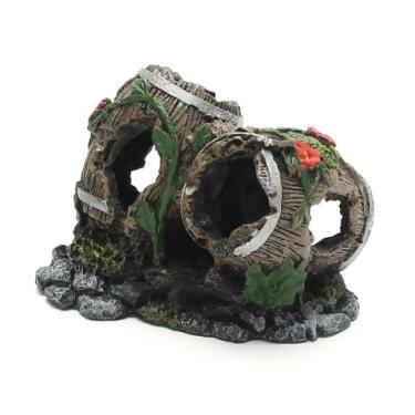 Imagem de Toca barrica para Peixes Betta e Pequenos Peixes | Toca em Resina Atóxica para Aquário de Água Doce ou Salgada | Pintura Artesanal (Dupla enfeitada)