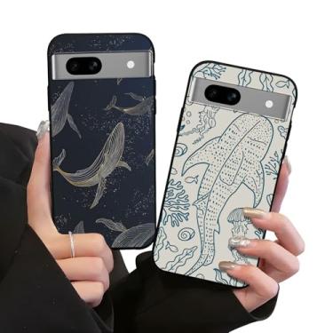 Imagem de Zrutru Pacote com 2 capas de telefone estéticas de verão para Google Pixel 7A 5G 15.5 cm, desenho animado bonito tubarão baleia oceano recifes de coral capas padrão água-viva para meninas e mulheres