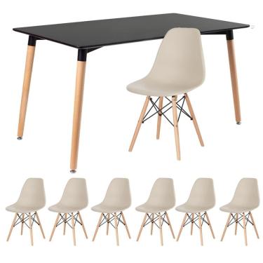 Imagem de KIT - Mesa retangular Eames 80 x 140 cm + 6 cadeiras DSW