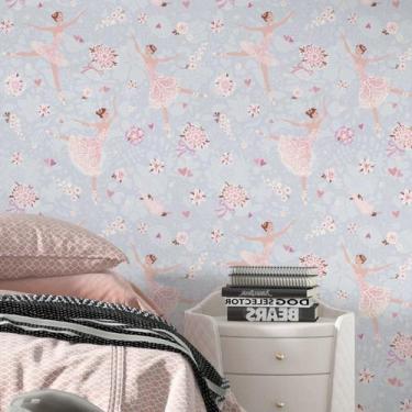 Imagem de Papel De Parede Adesivo Bailarina Quarto Fofo Lavável 3.5m - DELIQUADR