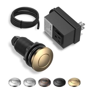 Imagem de ANWOLL Kit De Interruptor De Ar Para Triturador De Lixo - Botão De Pia Sem Fio Listado Pela Ul, Acabamento Em Bronze Champanhe, Compatível Com Torneira Delta Bronze Champanhe, Design Universal Para