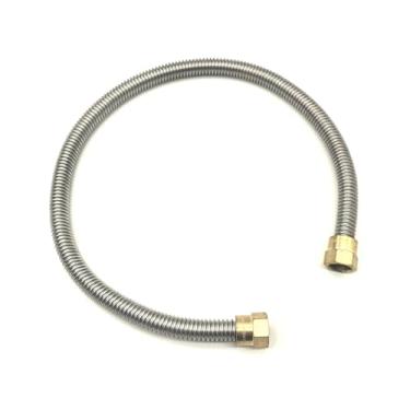 Imagem de GRILLJOB Mangueira De Fole Aço Inoxidável 24" Comprimento, Conexão Extensão Lareira A Gás Propano Baixa Pressão Para Rv Com Porcas Alargamento Fêmea 3/8", 1 Bate 10 Mangueiras Borracha Preta