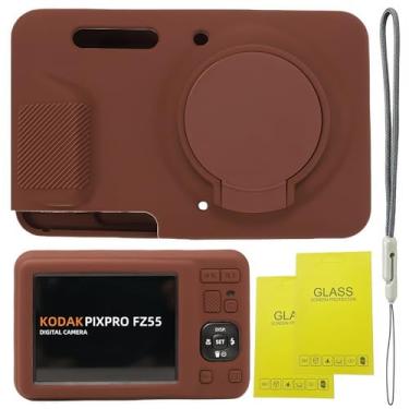 Imagem de SZHSYJY Capa para acessórios Kodak PIXPRO FZ55, FZ55, capa protetora de silicone macio, capa de lente removível, vem com 2 protetores de tela e 1 alça de pulso. (marrom)