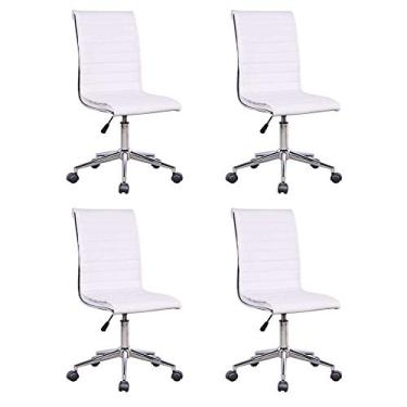 Imagem de Conjunto com 4 Cadeiras de Escritório Secretária Giratórias Marilyn Branco