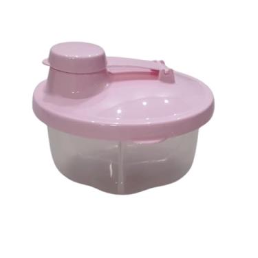 Imagem de Porta Leite Em Pó Pote Plástico Dosador de Leite Para Bebê Hermético Com 3 Divisórias Ideal Para Passeios E Viagens (Rosa)