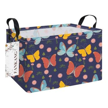 Imagem de FANKANG Cestos de armazenamento, cesto de roupa suja de lona dobrável com revestimento de PE impermeável cestas grandes de armazenamento para crianças, meninos e meninas, escritório, quarto, roupas