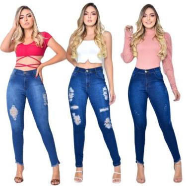 Imagem de Kit 3 Calças Feminina Jeans - Ababil, 42 44 46