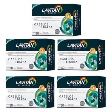 Imagem de Kit 5 Lavitan Cabelo/Barba 60 Cap Vitaminas P/Homens Biotina
