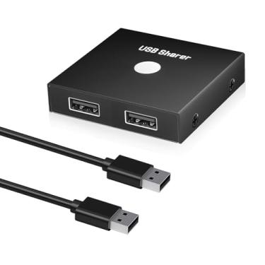 Imagem de Seletor de interruptor USB 2.0, comutador USB 2 em 2 saídas para 2 computadores - compartilhe 2 dispositivos USB (case, teclado, impressora, scanner) - Interruptor KVM compatível com Windows, Mac