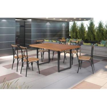 Imagem de Conjunto de mesa para área externa 6 cadeiras 1,60x0,90m - Lais - Meta